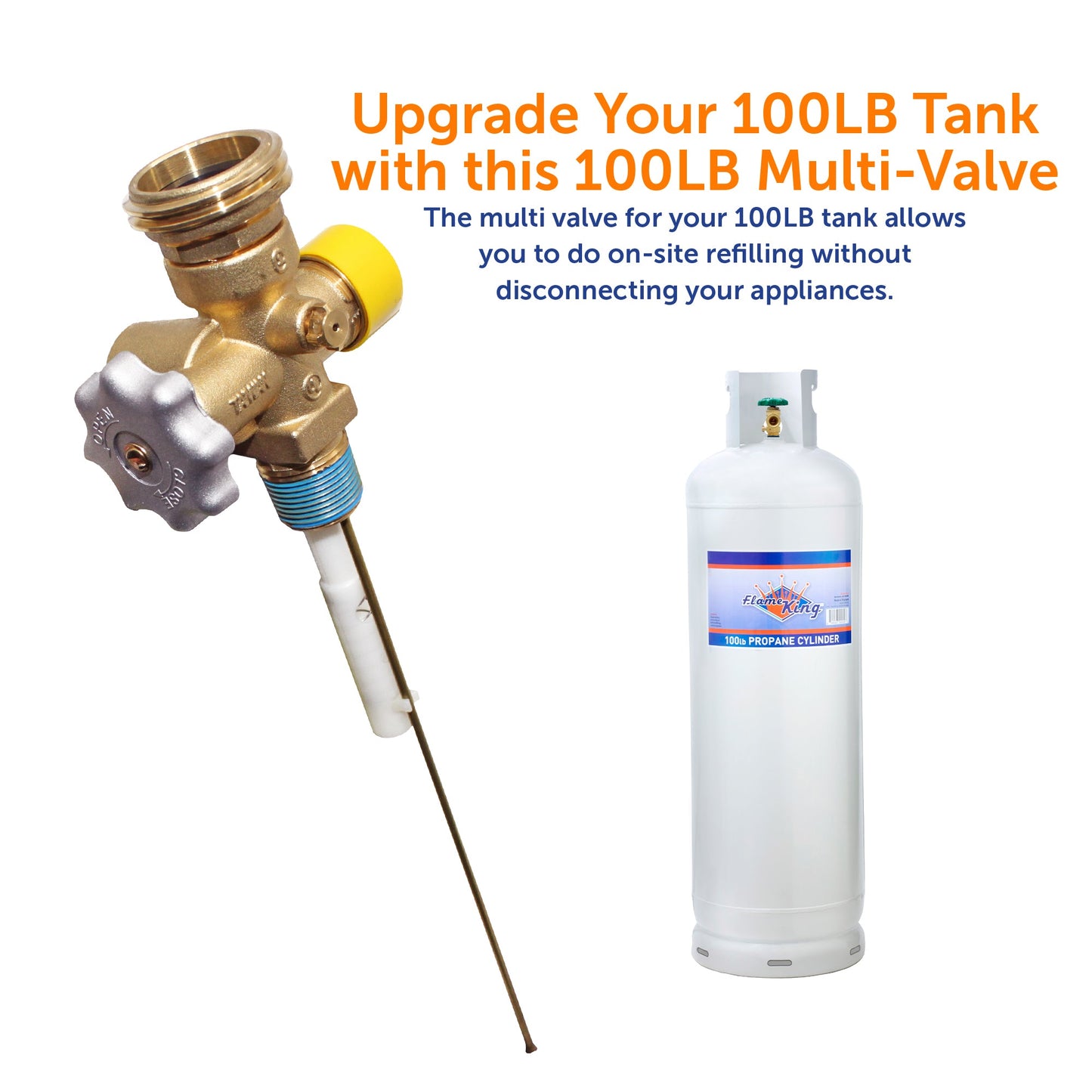 Flame King Multi Valve for 100lb Propane Cylinder