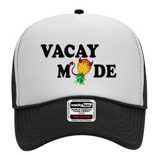 Vacay Mode Upside Down Pineapple Adult Swinger Foam Trucker Snap Back Hat