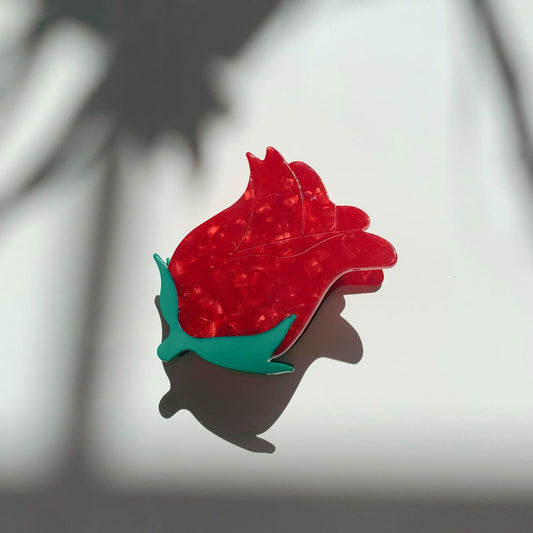 Velvet Claws Small Hair Clip | Red Rosebud Hair Claw