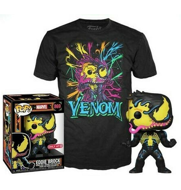 Eddie Brock (Black Light) and Black Light Venom Tee (M, Sealed) 869 - Target Exclusive
