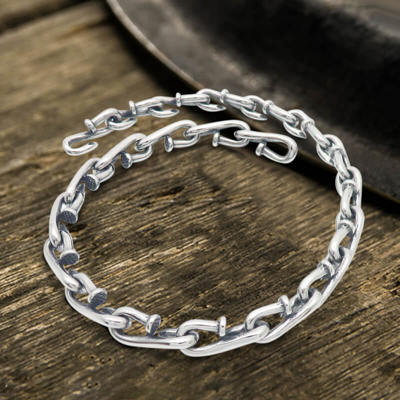 Vintage Bent Nail Stainless Steel Necklace