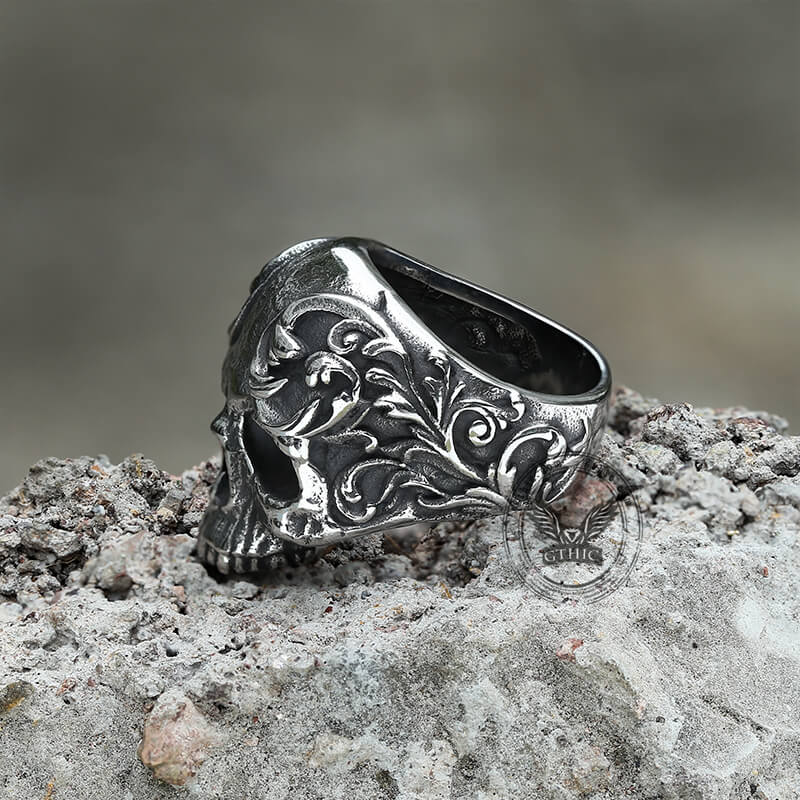 Vintage Pattern Stainless Steel Skull Ring