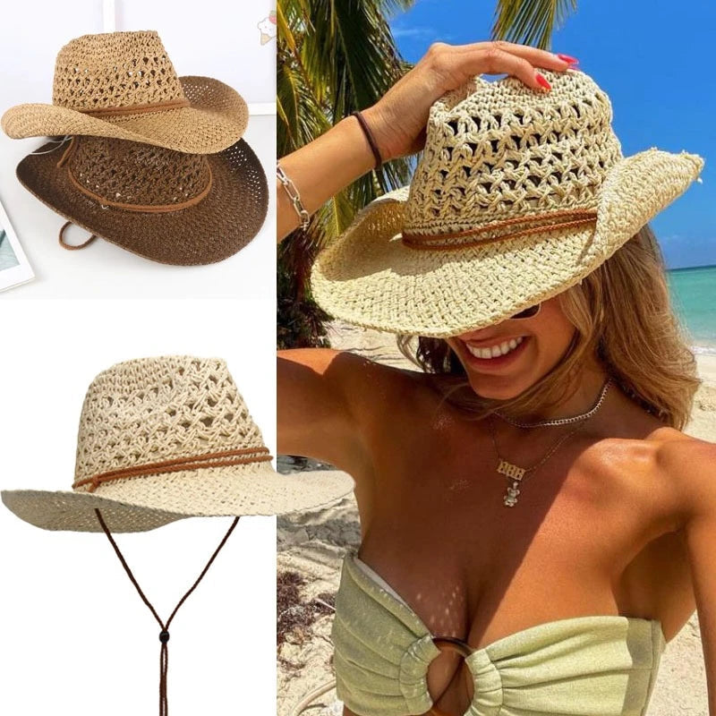 Vintage Western Cowboy Sun Hat Men Women Straw Hat Outdoor Travel  Ethnic Style Gift UV Protection Cap Chapeau Beach Hat - Premium  from Lizard Vigilante - Just $42.99! Shop now at Lizard Vigilante