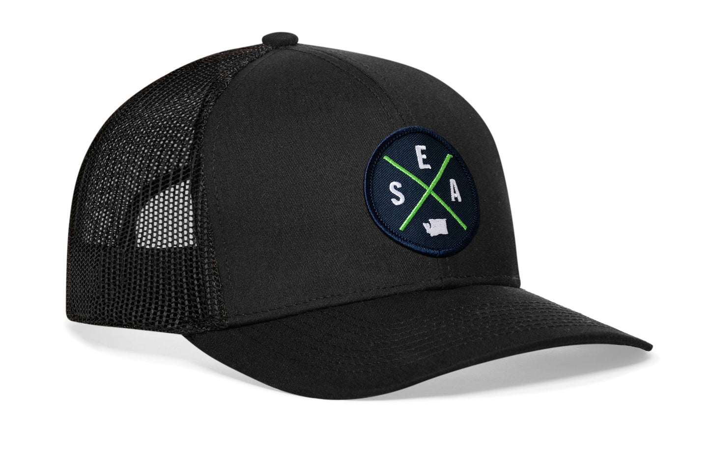 Seattle Trucker Hat  |  Black SEA X Snapback