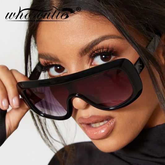 WHO CUTIE 2025 Oversized Sunglasses Women Brand Designer Shield Big Frame Flat Top Gradient Lens Sun Glasses Shades Lady OM87B - Premium  from Lizard Vigilante - Just $18.99! Shop now at Lizard Vigilante