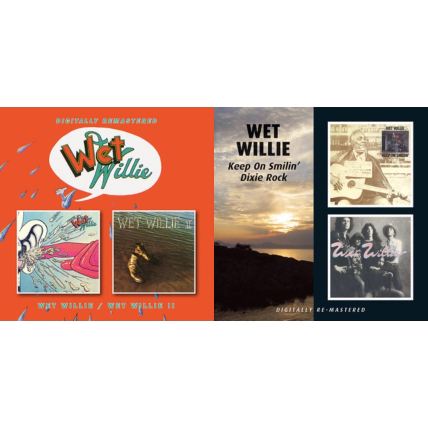 Wet Willie - Keep On Smiling / Dixie Rock (Remastered) & Wet Willie / Wet Wille Ii - CD Bundle