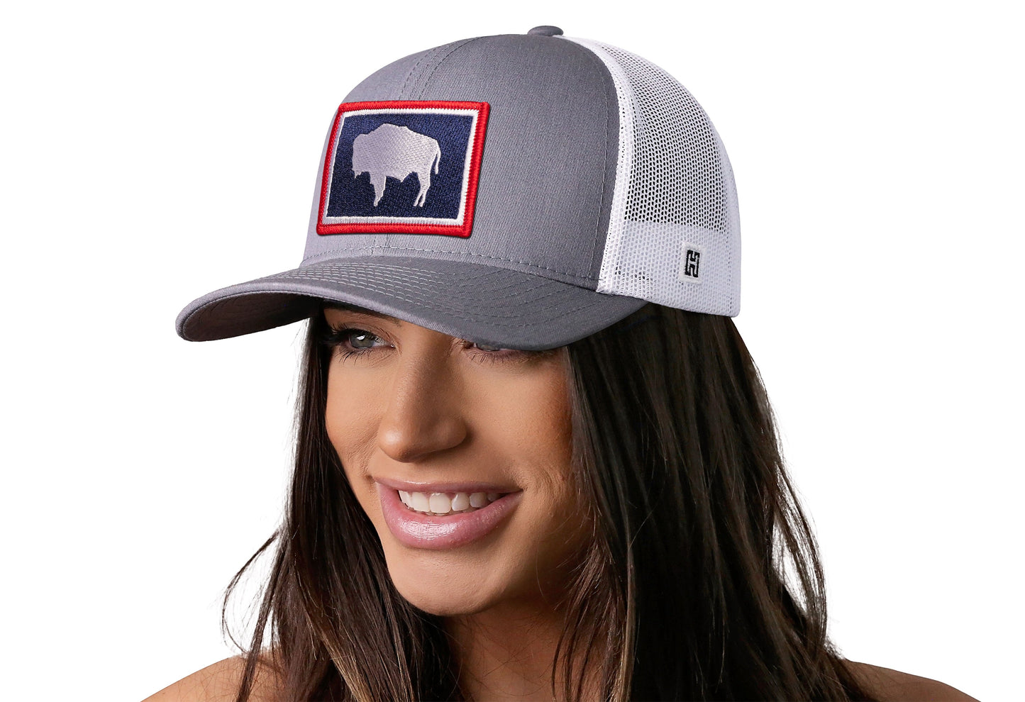 Wyoming Flag Trucker Hat  |  Gray-White WY Snapback