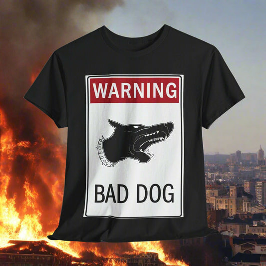 Warning Bad Dog Unisex Heavy Cotton Tee - Lizard Vigilante
