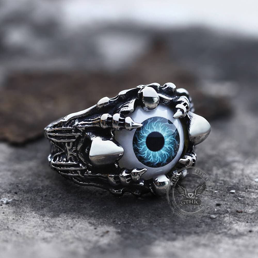 Greek Evil Eye Stainless Steel Skull Ring