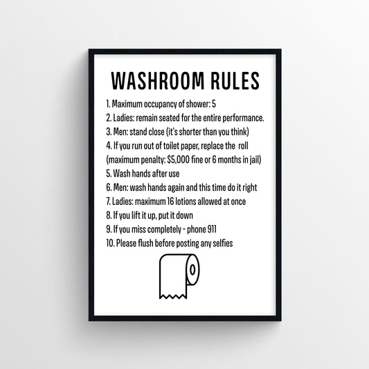 Washroom Rules Bathroom Poster
