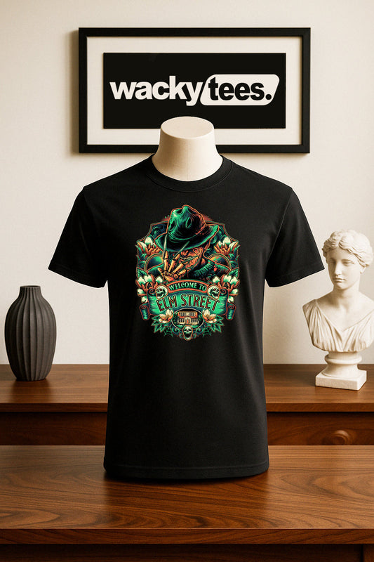 Welcome to Elm Street Freddy Krueger Horror Terror Halloween Graphic Tee Shirt