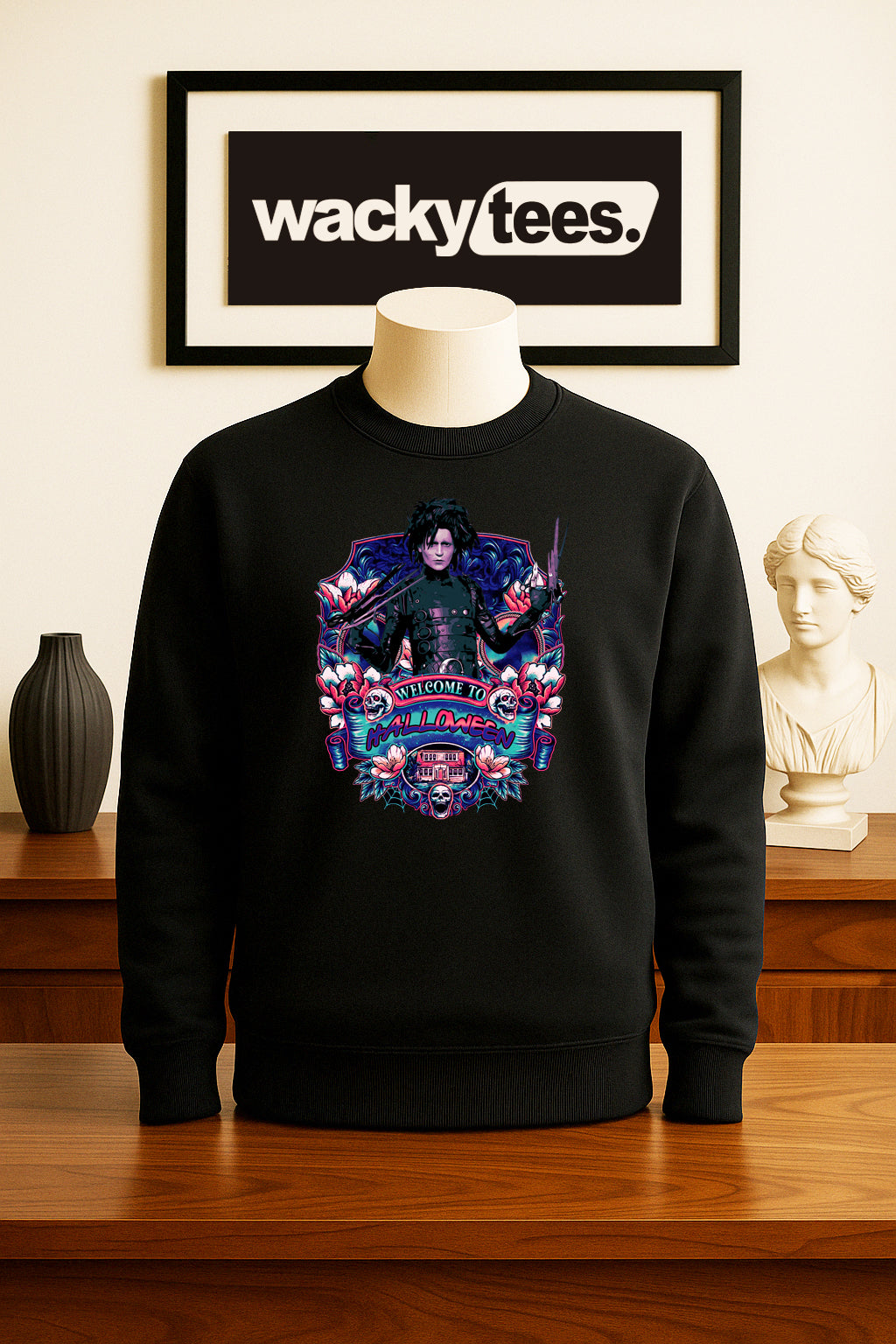 Welcome to Halloween Edward Scissorhands Horror Terror Halloween Graphic Tee Shirt