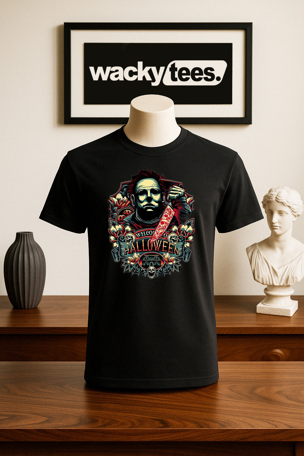 Welcome to Halloween Michael Myers Horror Terror Halloween Graphic Tee Shirt