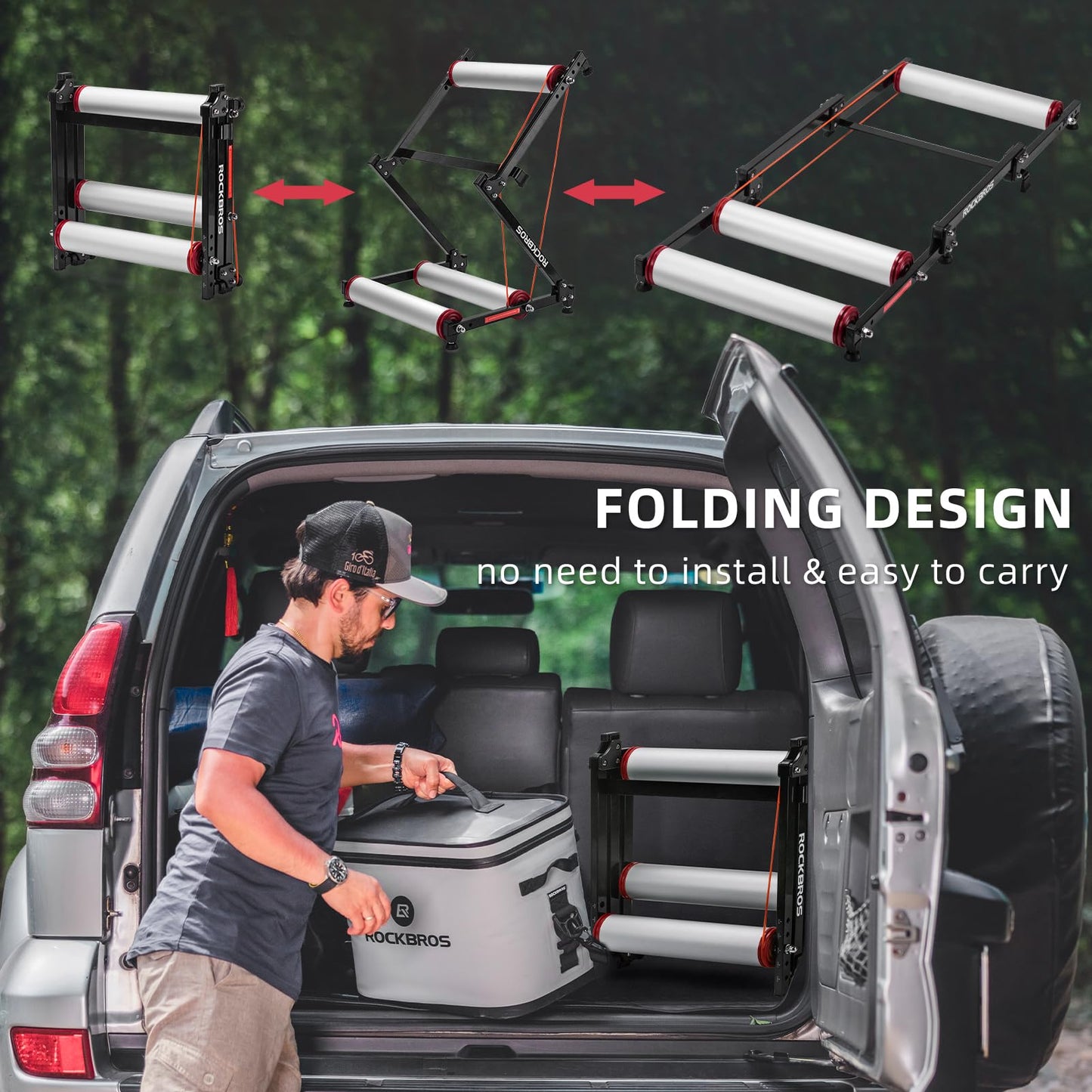 ROCKBROS Bike Rollers Adjustable Bike Trainer  Stand Foldable