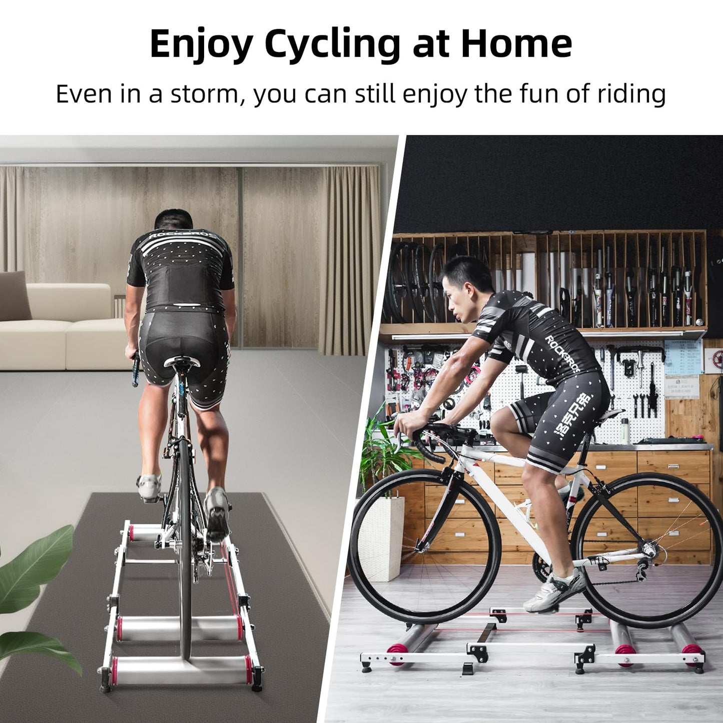 ROCKBROS Bike Rollers Adjustable Bike Trainer  Stand Foldable