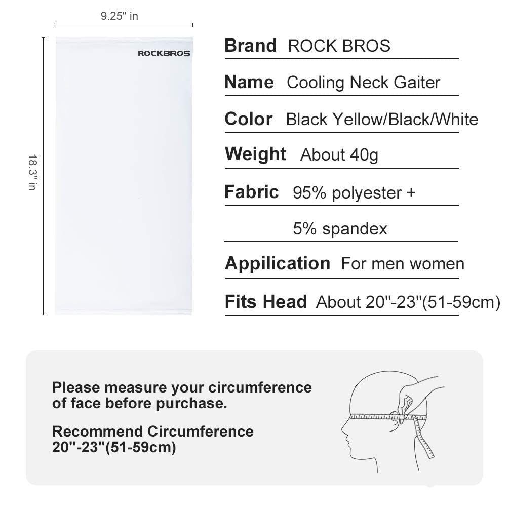 ROCKBROS Cooling Neck Gaiter Face Mask Fishing Scarf Face Cover for Men Women
