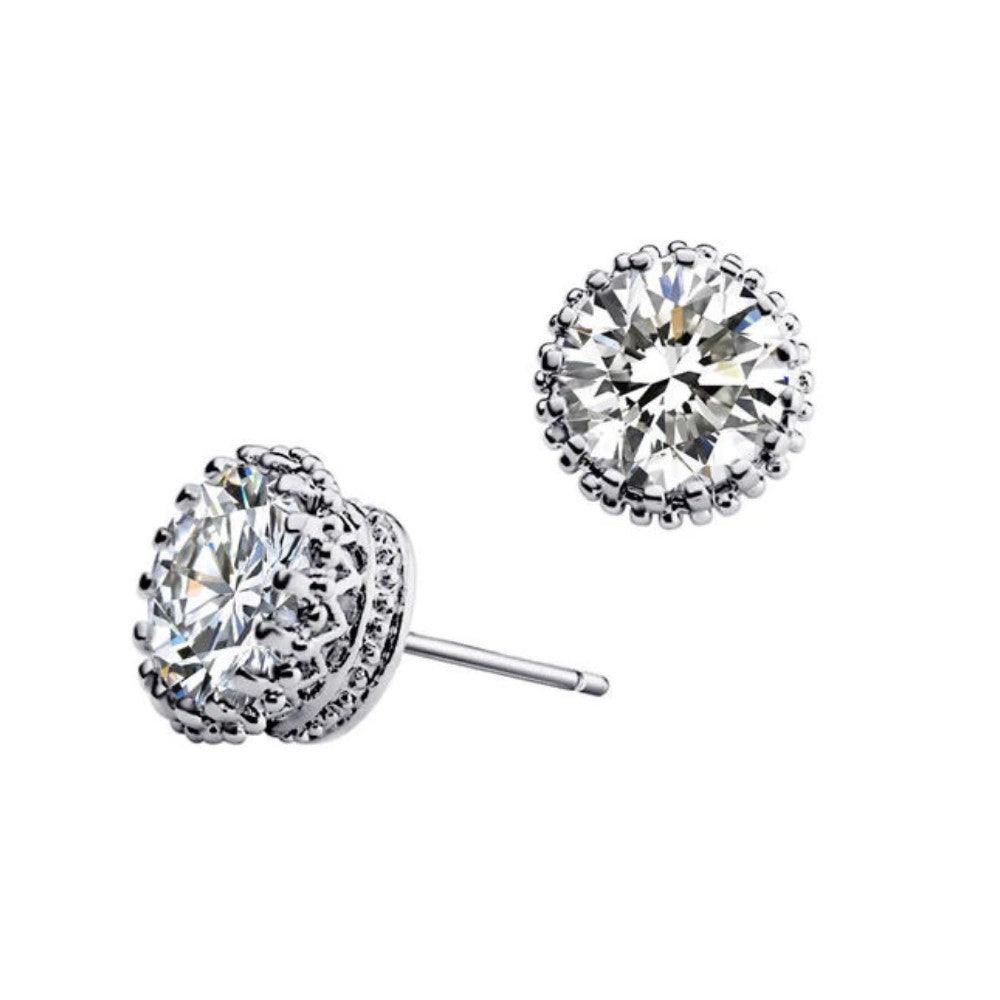 Flower Cubic Zirconia Stud Earrings