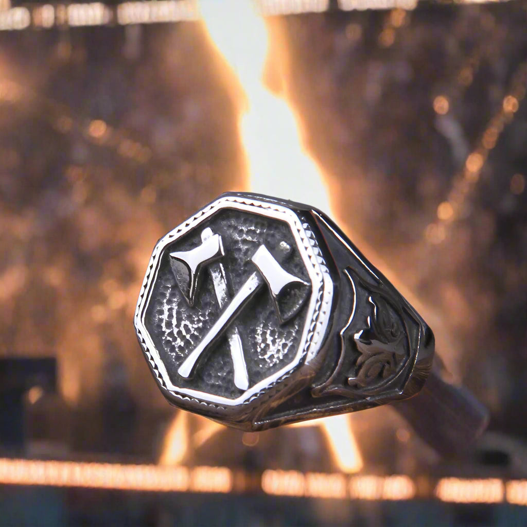 Wholesale Slavic Perun Axe Biker Ring Stainless Steel Jewelry Punk Classic Slavic Perun Motor Biker Ring For Men - Premium  from Lizard Vigilante - Just $14.99! Shop now at Lizard Vigilante