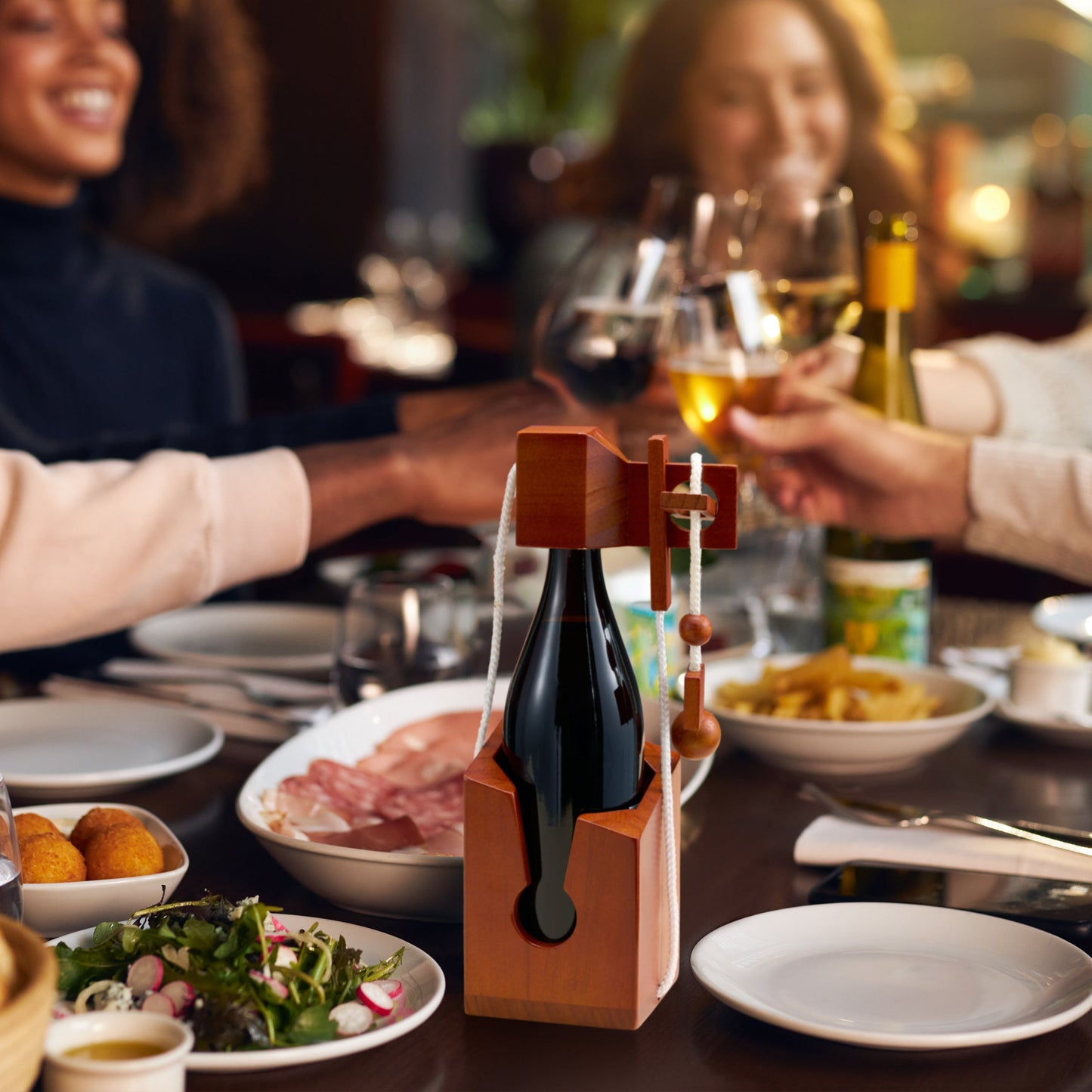 Wine Bottle Puzzle Game - 3D Wooden Wine Bottle Holder - Challenging Solve The Puzzle Lock Games for Adults 21+, Functional Champagne Red Wine Storage, Wine Lover Gifts, Game Night, Housewarming Gift