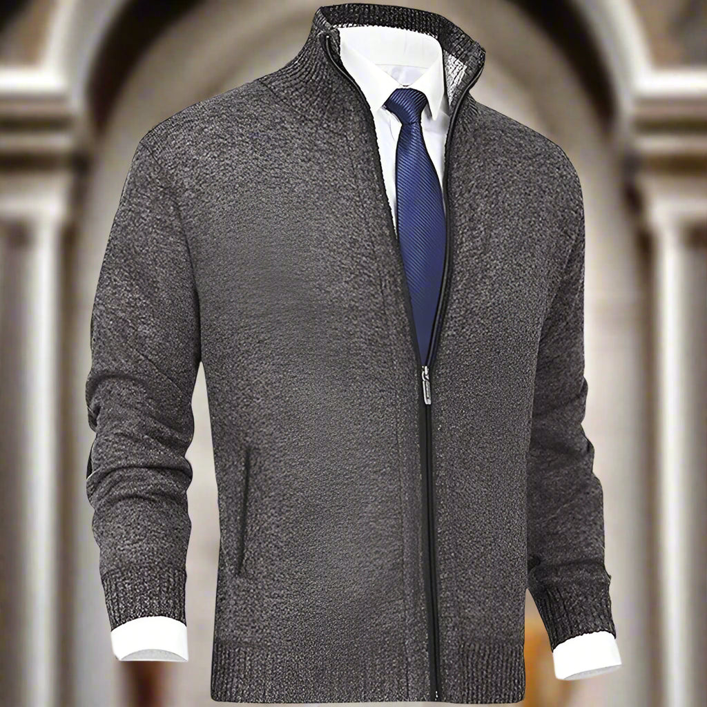 Winter Thick Men's Knitted Sweater Coat Off White Long Sleeve Cardigan Fleece Full Zip Male Causal Plus Size Clothing for Autumn - Premium  from Lizard Vigilante - Just $48.99! Shop now at Lizard Vigilante