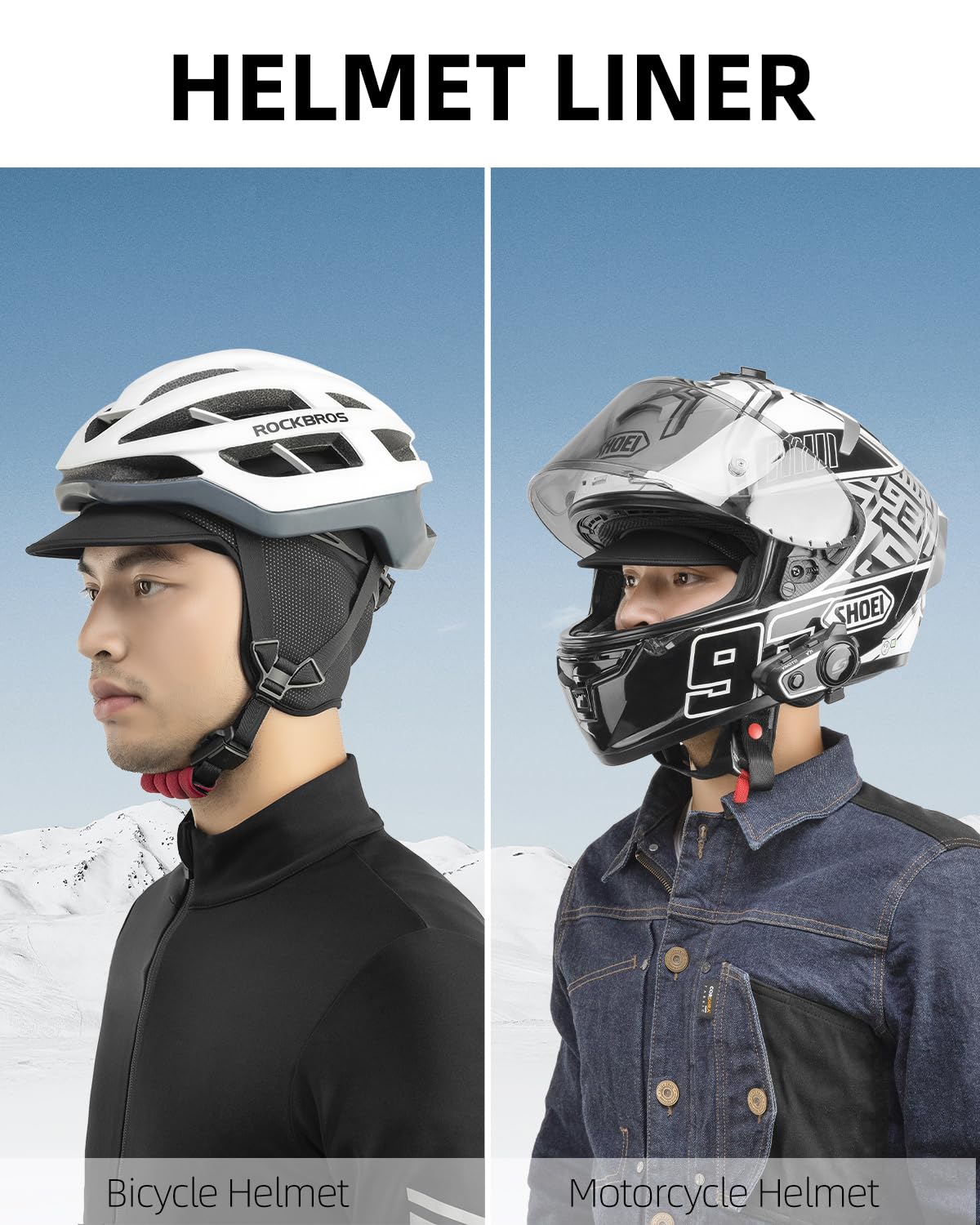 ROCKBROS Winter Cycling Caps for Men Women Windproof Hat with Sun Visor Under Helmet Liner