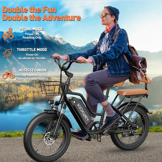 Electric Bike for Adults，20'' 1500W Peak Ebike, Up to 50 Miles 32MPH Electric Mountain Bike with 48V 20AH Removable Battery