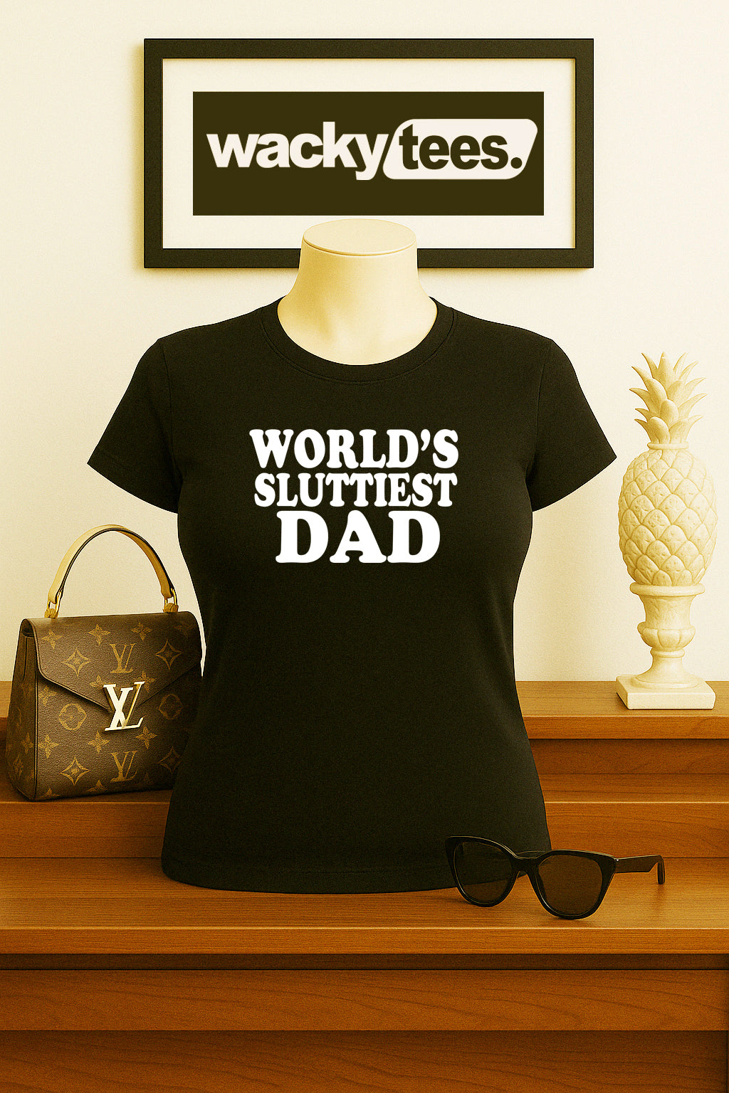 Worlds Sluttiest Dad Funny Adult Humor Graphic Tee Shirt