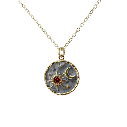Sun and moon friendship coin necklace