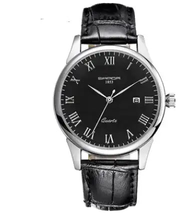 Fashionable Waterproof Couple Watches with Leather Strap