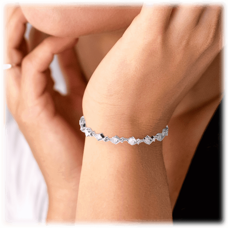 XO Tennis Bracelet with Round Cut White Diamond Cubic Zirconia Stones