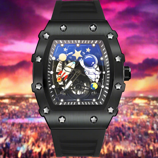 YIKAZE VoidCore Phantom Quartz – Hollow Tonneau Men’s Watch with Luminous Space-Tech Swagger & 3ATM Rebel Resistance - Premium watch from dsers - Just $23.99! Shop now at Lizard Vigilante