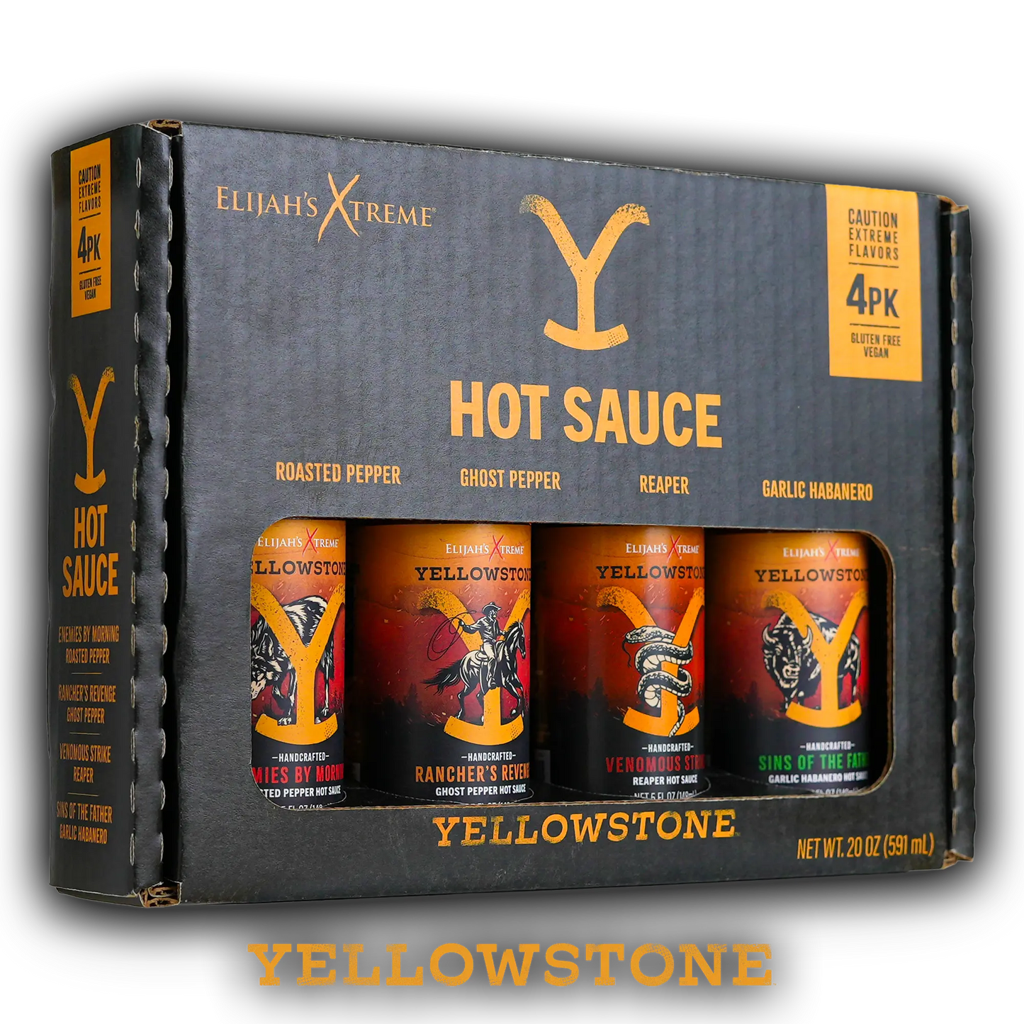Yellowstone Hot Sauce Variety Pack 4 Bottles