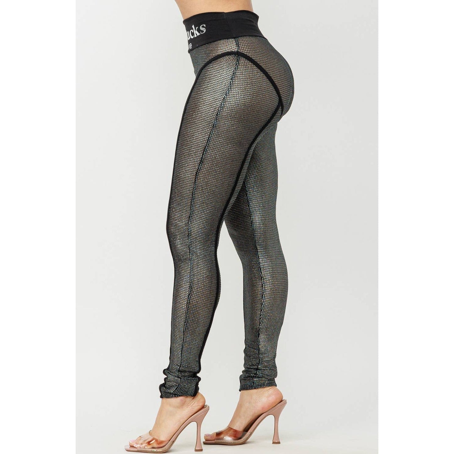 Zero Fucks to Give Metallic Mesh Leggings [Available in Sizes SM-L]