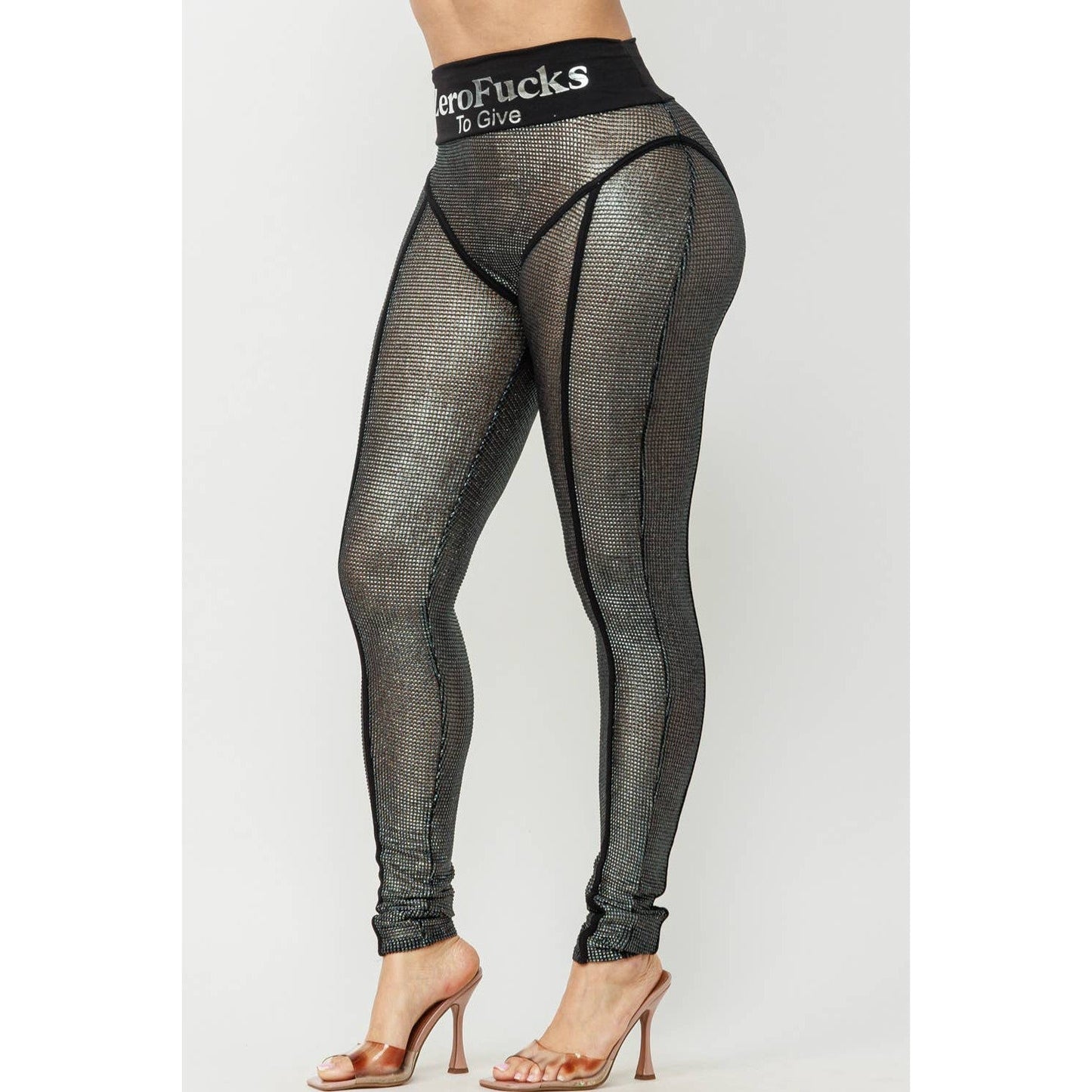 Zero Fucks to Give Metallic Mesh Leggings [Available in Sizes SM-L]