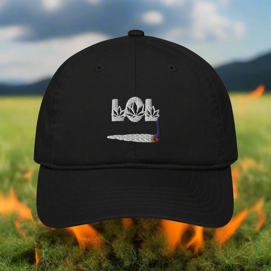 Zero Chill, Full Leaf: LOL Pot Burn Organic Dad Hat - Premium Hats from Lizard Vigilante - Just $26.66! Shop now at Lizard Vigilante