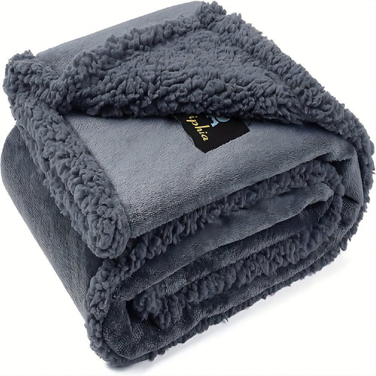 1pc Reversible Sherpa Fleece Waterproof Pet Blanket - Liquid Pee Proof, Furniture Protector Cover for Sofa Bed Couch - Soft, Cozy, Durable, Easy to Clean, Perfect for Small, Medium, Large Dogs and Cats