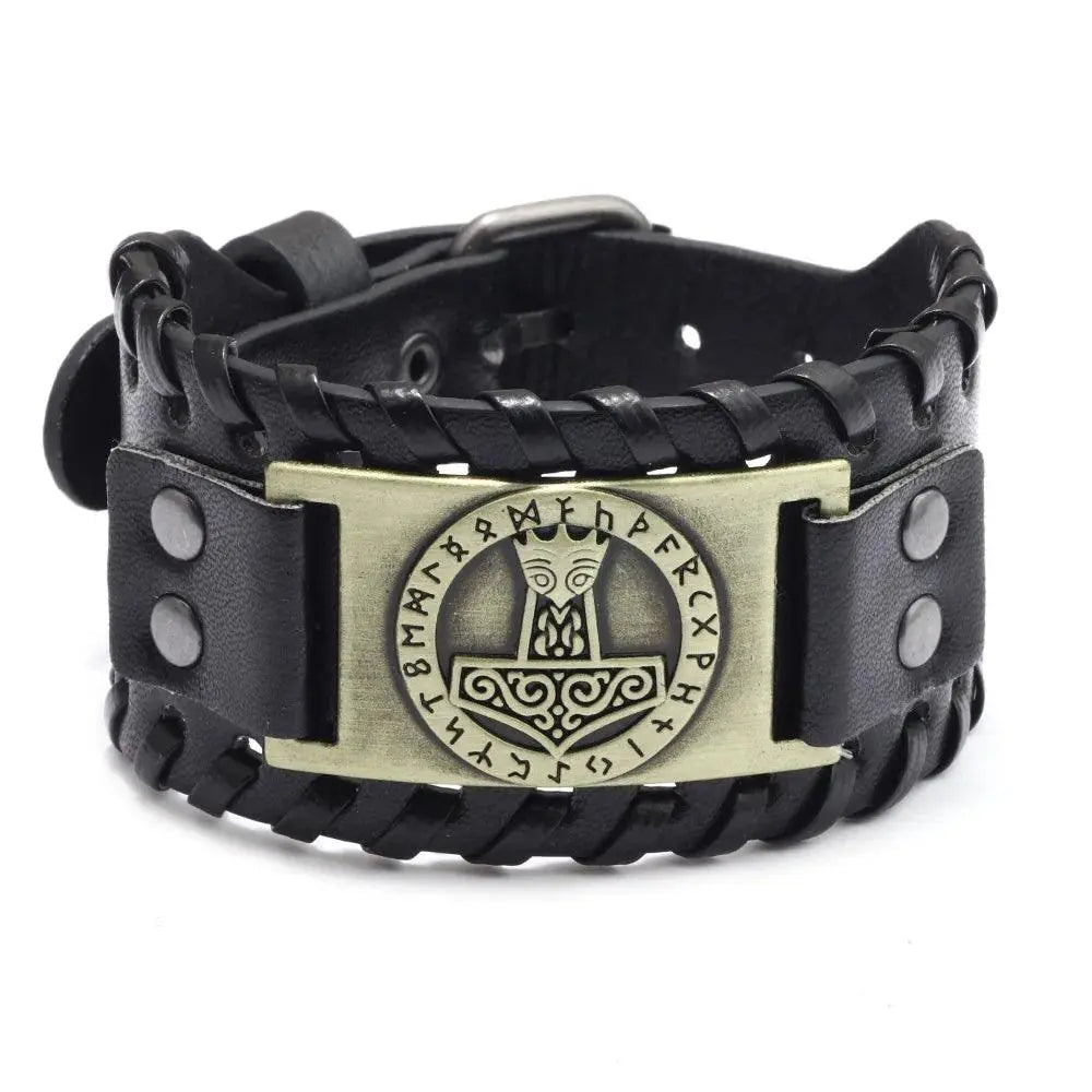 New Trendy Wide Leather Pirate Compass Bracelet Men's Bracelet Fashion Metal Compass Pattern Bracelet Accessories Party Jewelry - Premium Accessories from Lizard Vigilante - Just $17.99! Shop now at Lizard Vigilante