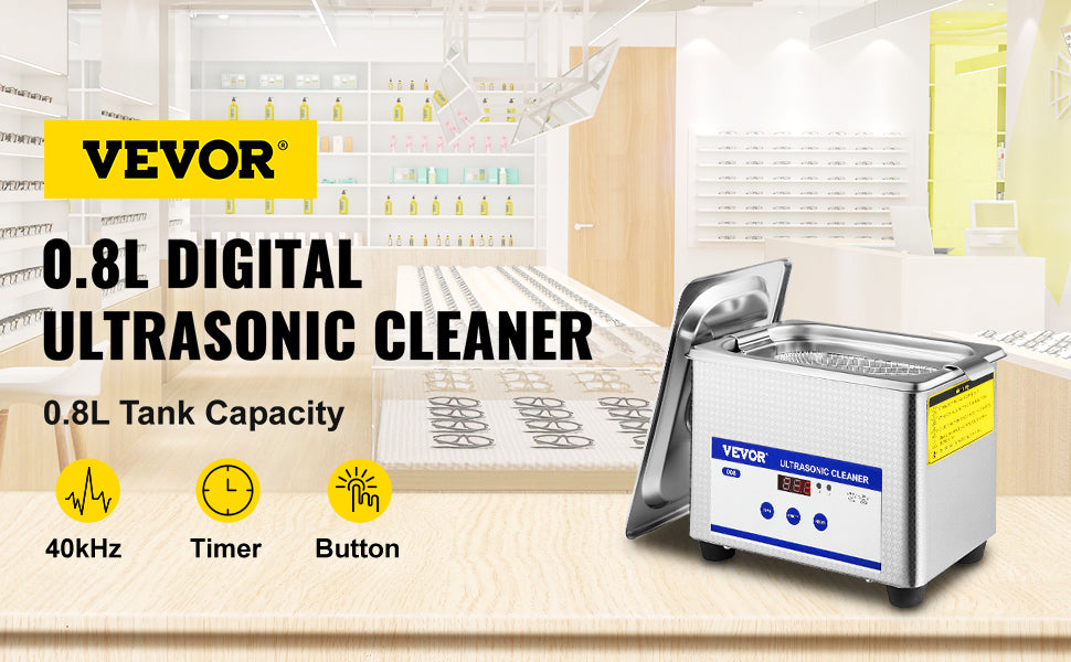 VEVOR 800ml Ultrasonic Cleaner Portable Mini Dishwasher – 35W Sonic Cleaning Machine for Home, Jewelry, Glasses, Watches, Dentures, and Vegetables - Premium Digital Ultrasonic Cleaner from Lizard Vigilante - Just $75.99! Shop now at Lizard Vigilante