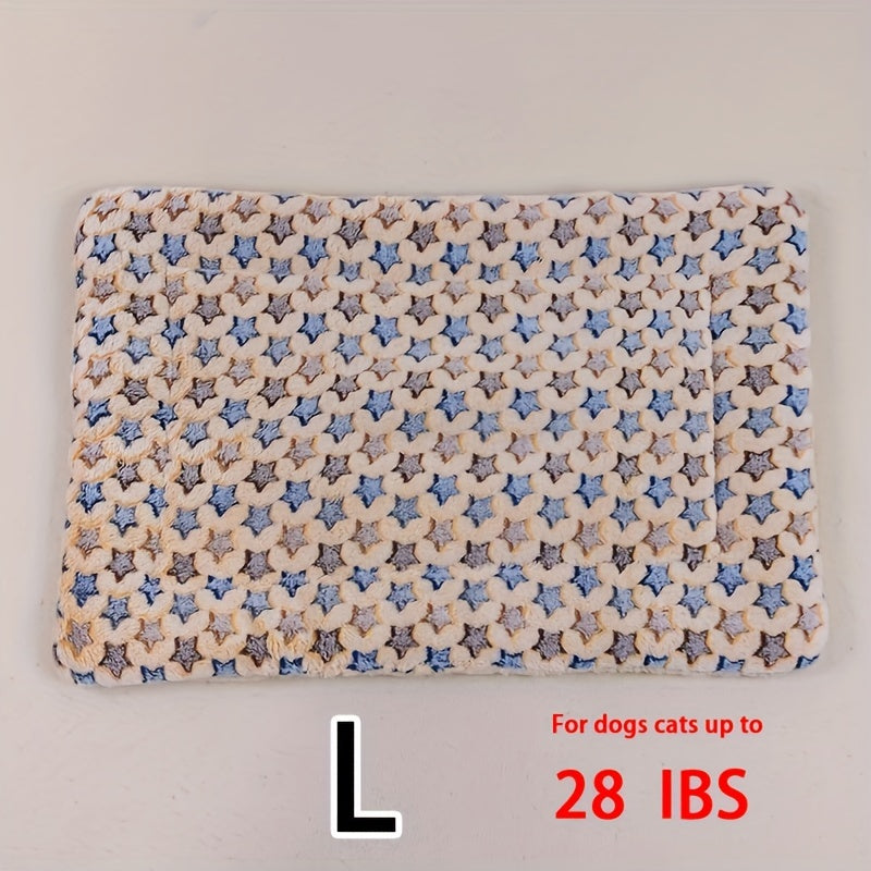 All-Season Dirt-Resistant Rectangular Pet Blanket - Comfortable Dog Paw Heart Print Pet Bed, 1pc