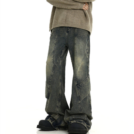 American Retro Distressed Yellow Mud Washed Jeans