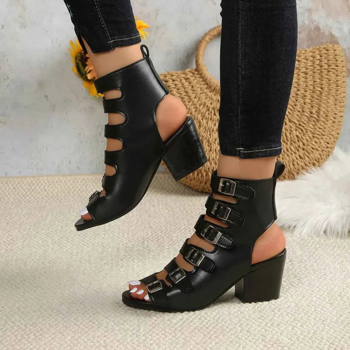 Buckle Heel Block : Heels Sandals