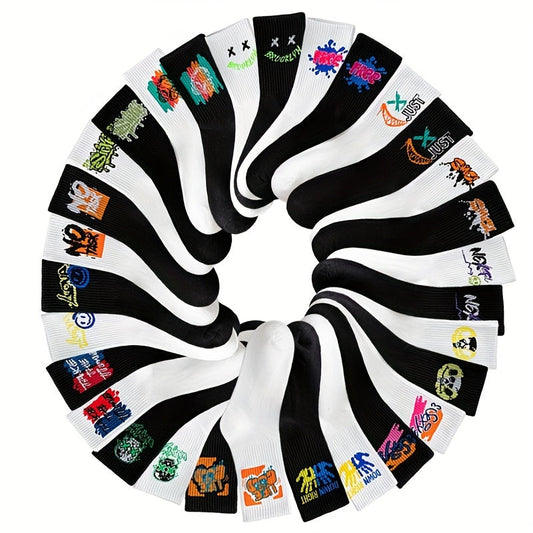 3/6/8/10/12 Pairs Of Medium Length Socks With Graffiti And Spray Painting For Personalized Fashion, Comfort, And Durability