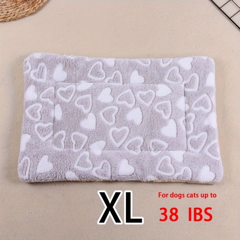 All-Season Dirt-Resistant Rectangular Pet Blanket - Comfortable Dog Paw Heart Print Pet Bed, 1pc