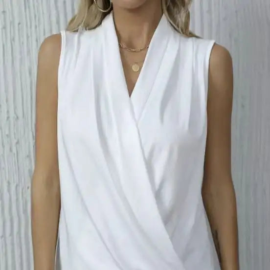 Women's Solid Color V-neck Off Shoulder Fashionable Versatile Camisole Vest