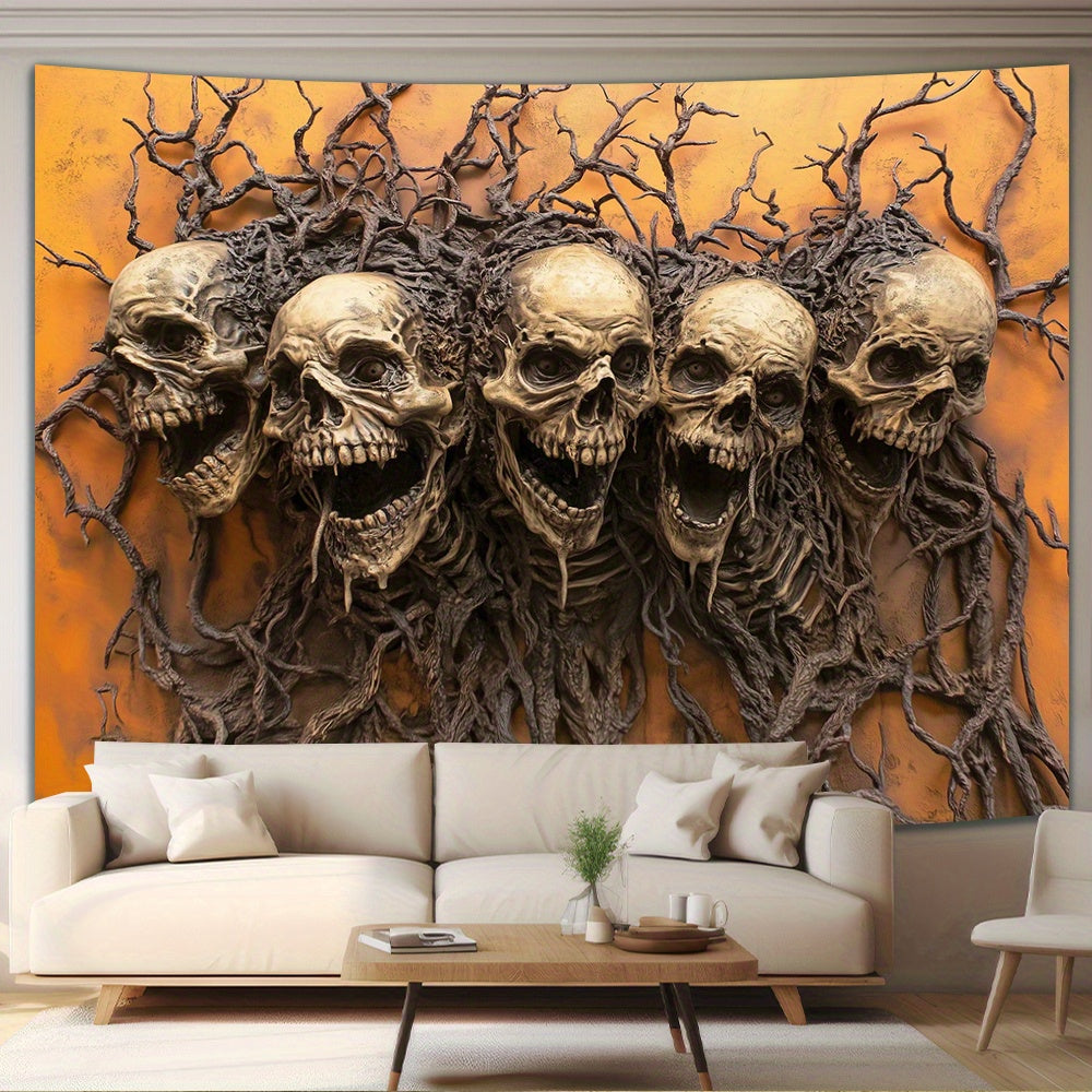 3D Skull & Branch Tapestry - Stunning Visual Art for Living Room, Bedroom, Office | Creative Decor Gift - Premium banner from Lizard Vigilante - Just $21.99! Shop now at Lizard Vigilante