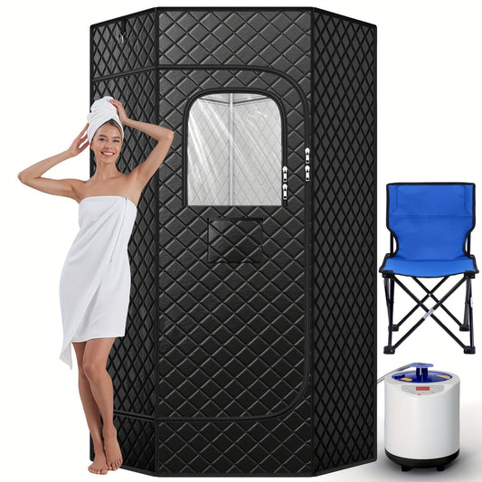 Portable Steam Sauna for Home with 3L Steamer, Remote Control, Folding Chair, 99 Minute Timer, Navy Blue - Premium  from Lizard Vigilante - Just $152.99! Shop now at Lizard Vigilante