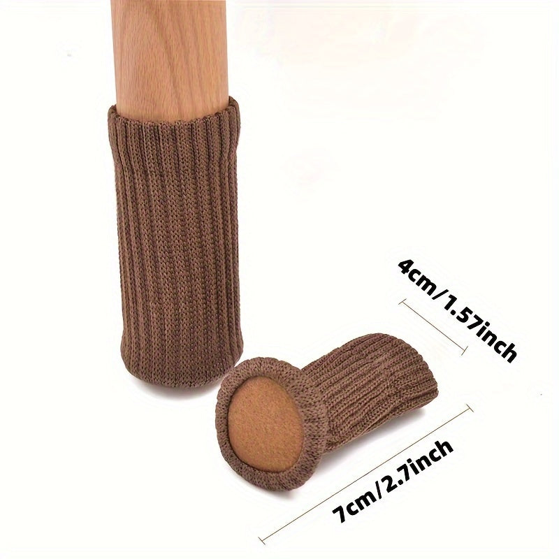 24pcs Cloth Table And Chair Leg Socks Woolen High Elastic Floor Protectors Non Slip Chair Leg Feet Socks Covers Furniture Caps Set, Fit Diameter From, Knitted Furniture Pads