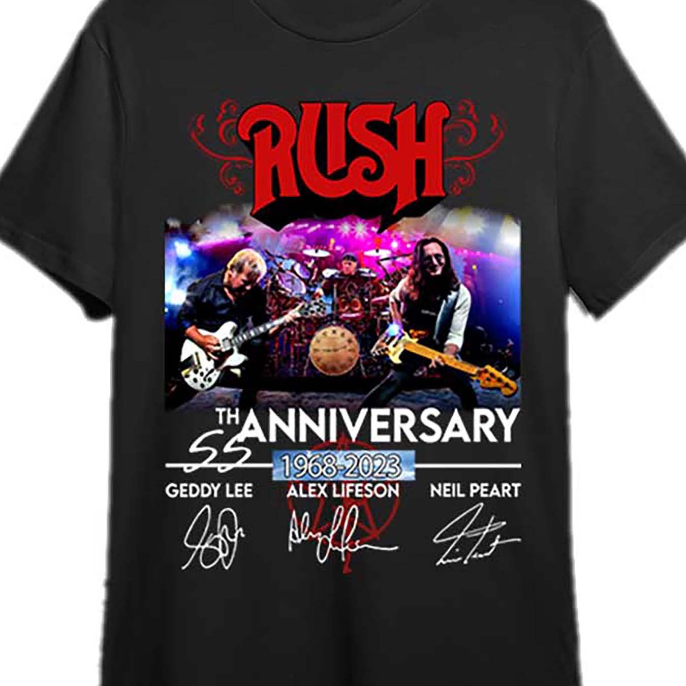 Authentic 55-Year Commemorative RUSH 1968-2023 Signed Graphic T-Shirt – Classic Black, Men’s Short Sleeve Tribute Edition - Premium T-shirt from Lizard Vigilante - Just $24.88! Shop now at Lizard Vigilante