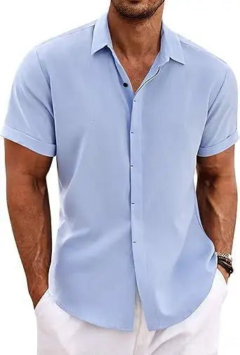 Men's Shirt Short Sleeve Casual Buckle