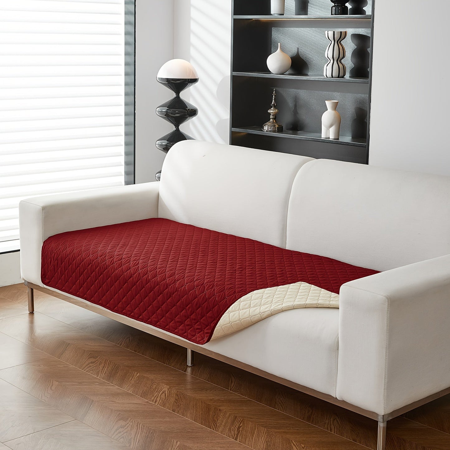 1pc Waterproof Solid Color Plaid Non-Slip Pet Sofa Cover, Machine Washable Blanket for All Season Protection, Suitable for Cats, Dogs, and Small Animals